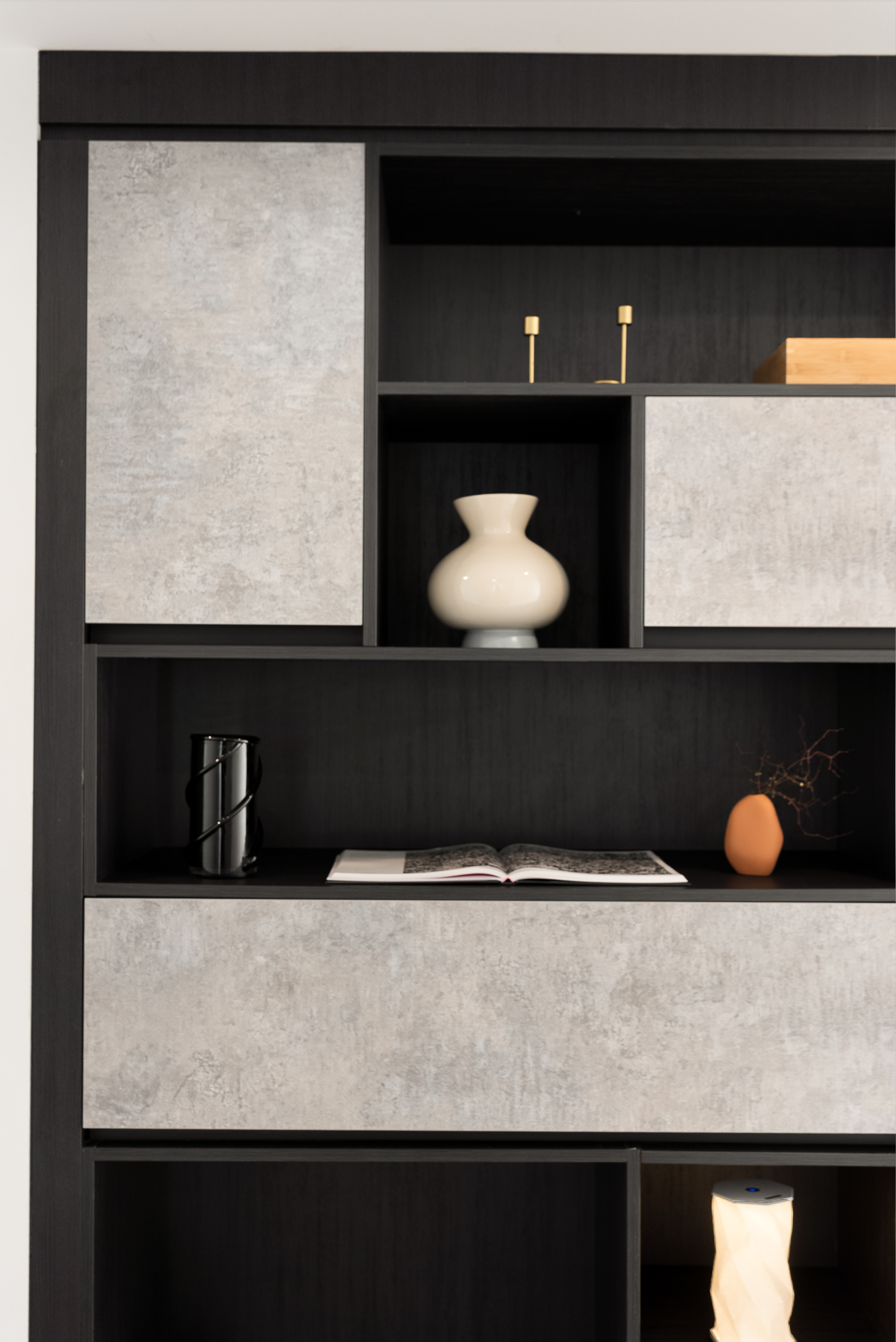 Architectural feature shelving with contemporary built in storage Hobsonville Jev Matt.jpg