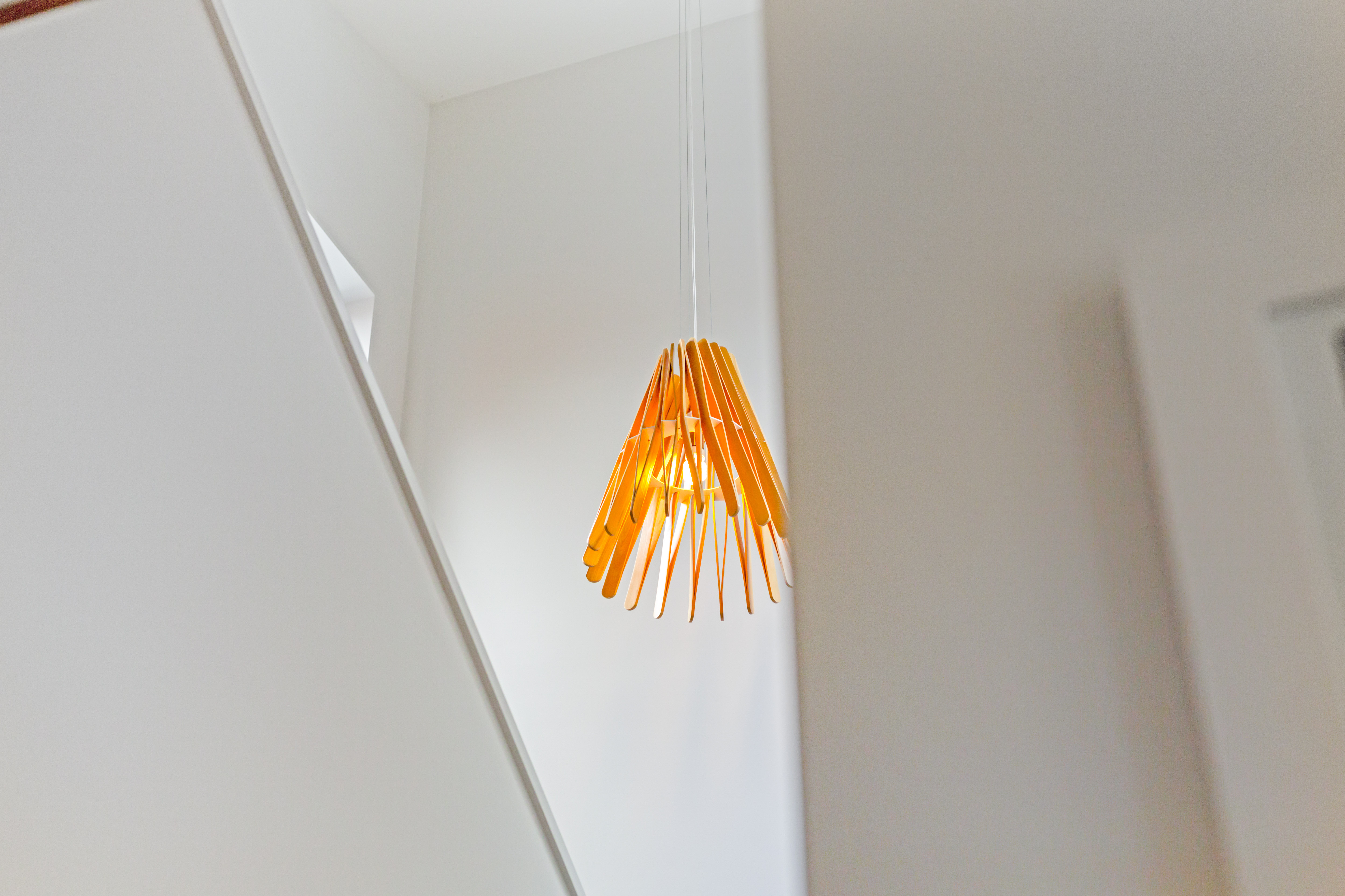 Feature pendant lighting within double height stairwell Hobsonville Jev Matt.jpg