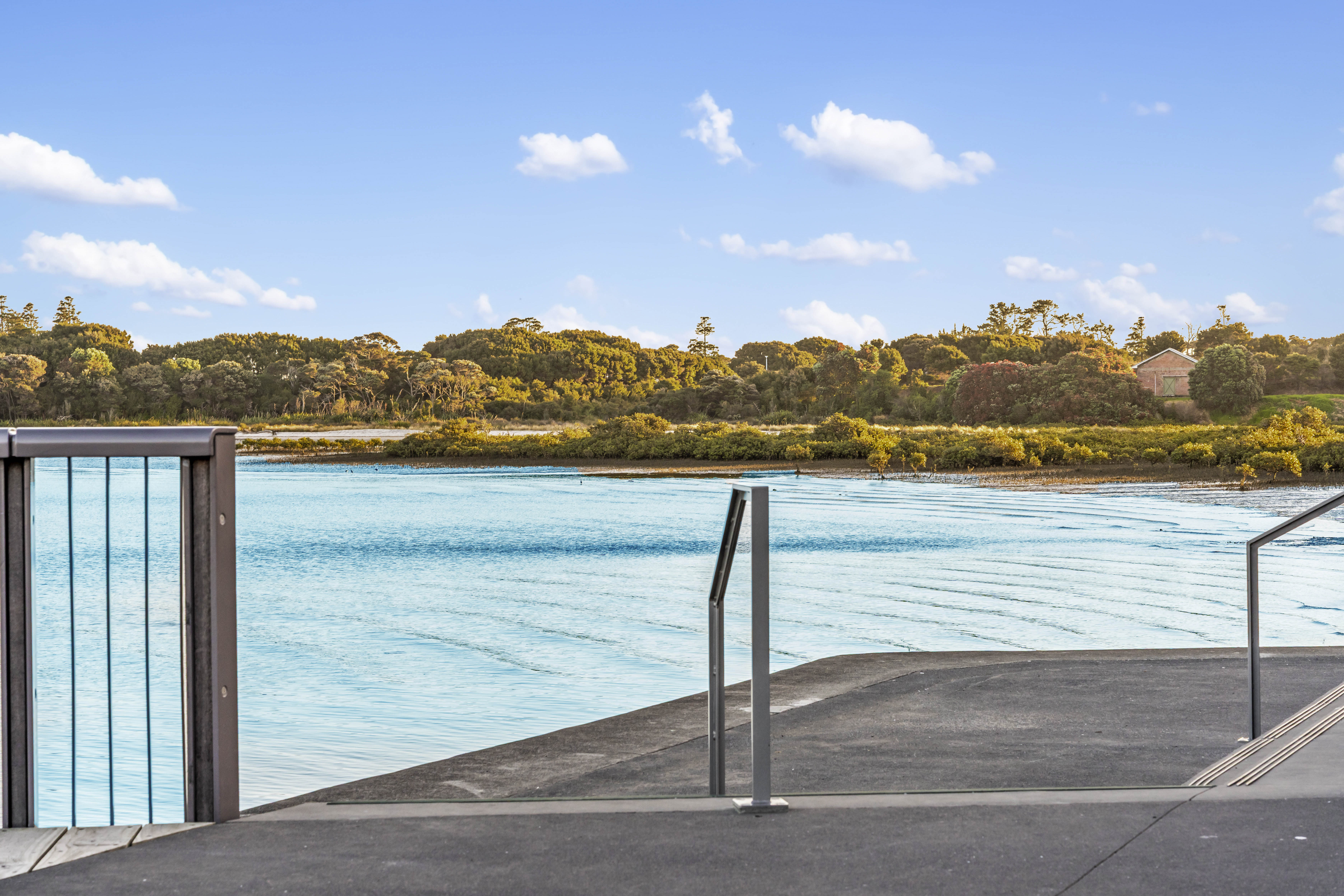 Stairs down to the Waitamata Harbour looking back to bomb point Hobsonville   Jev Matt