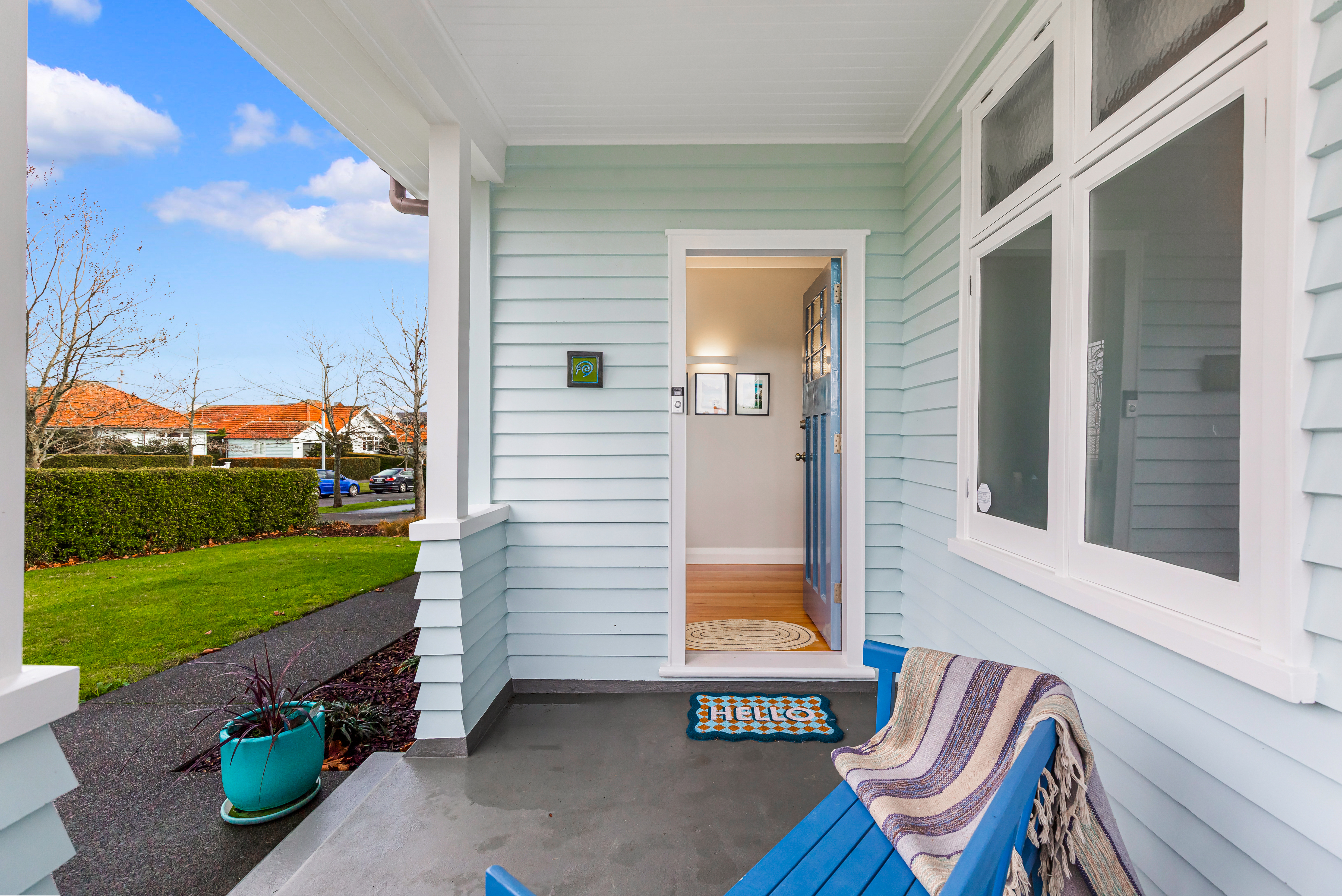 Welcoming heritage entrance with covered veranda Hobsonville Point Jev Matt